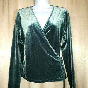 Madewell green velvet wrap blouse - Womens Medium